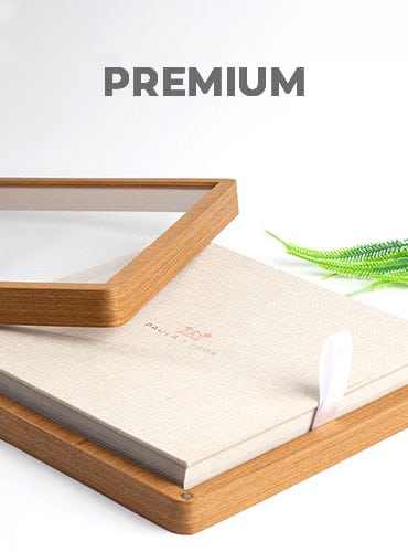 Álbuns Fotográficos Premium em Courino, Fotográfico, Tecido, Acrílico e Madeira